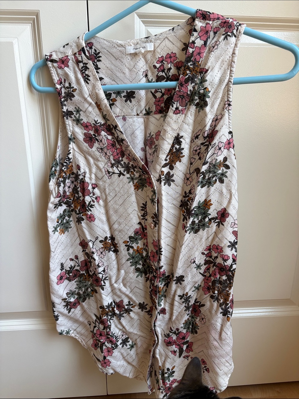 Maurices Cream Floral Button-Front Camisole